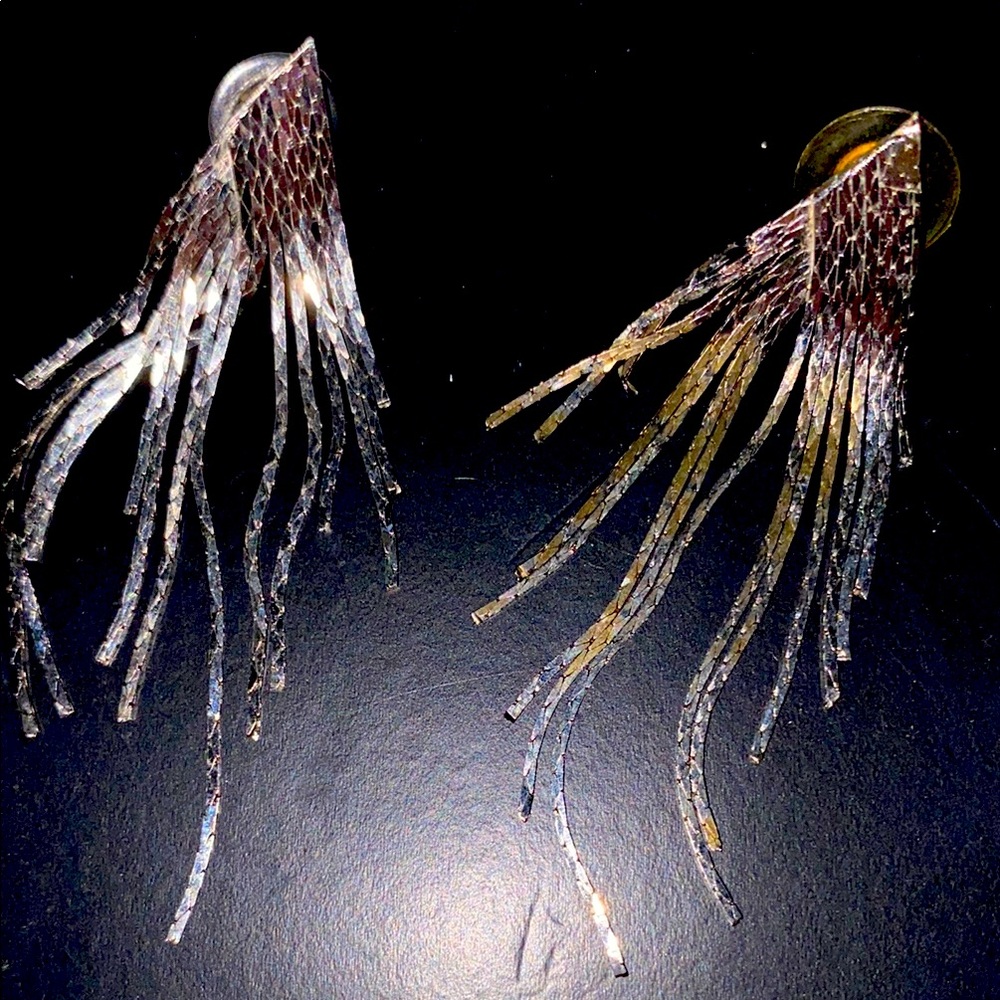 Vintage Sparkling Silver toneFringe Drop Earrings